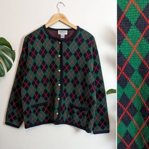 Empress | Sportswear | Vintage | Argyle Button Front Cardigan